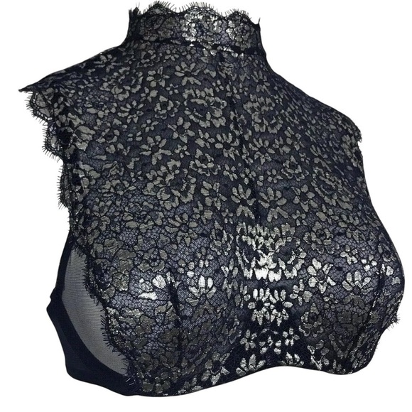 Victorias Secret Dream Angels • Blue Silver Metallic High Neck Lace Unlined Demi - Picture 4 of 4